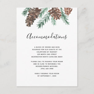 Winter Pinecone Wedding Accommodations Enclosure Card