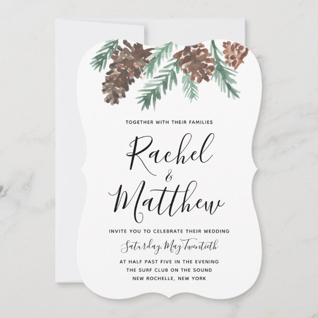Winter Pinecone | Wedding Invitation (Front)