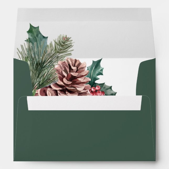 Winter Pinecones and Holly Envelope (Back (Bottom))