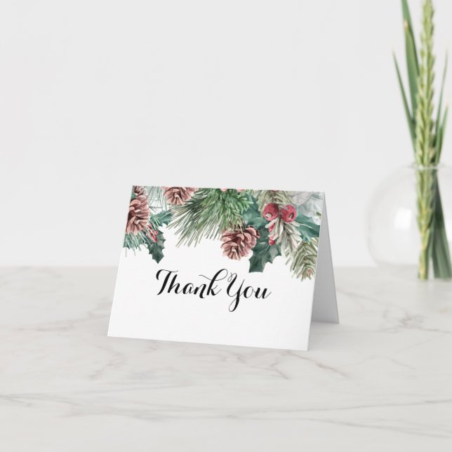 Winter Pinecones and Holly Thank You (Front)