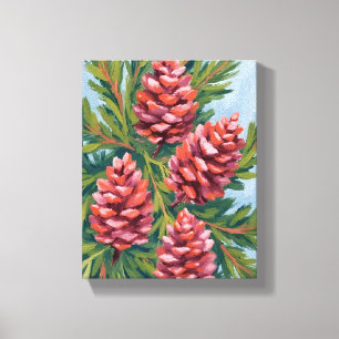 Winter Pinecones   Nature Watercolor Painting Canvas Print