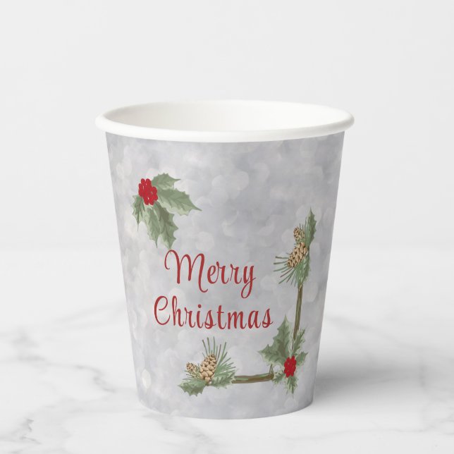 Winter Pines and Holly Paper cup (Front)