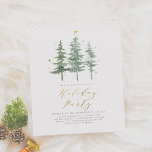 Winter Pines | Budget Christmas Holiday Party<br><div class="desc">Invite your holiday party guests in style with this pine-themed Christmas Party invitation! Design features a watercolor illustration of three pine trees decorated with stars. Your event details appear below with "Holiday Party" in chic gold lettering. At the top of this invite, there is faux gold glitter. The back of...</div>