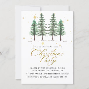 Winter Pines & Christmas Holiday Party Invitation.