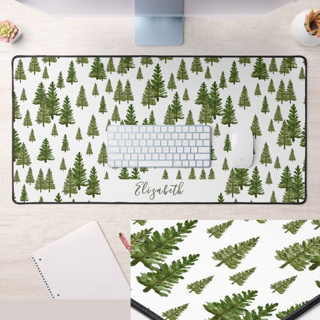 Winter Pines Custom Name Greenery Desk Mat (Creator Uploaded)