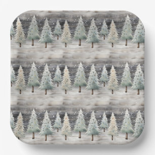 Winter Pines & Holiday Sentiments Paper Plate