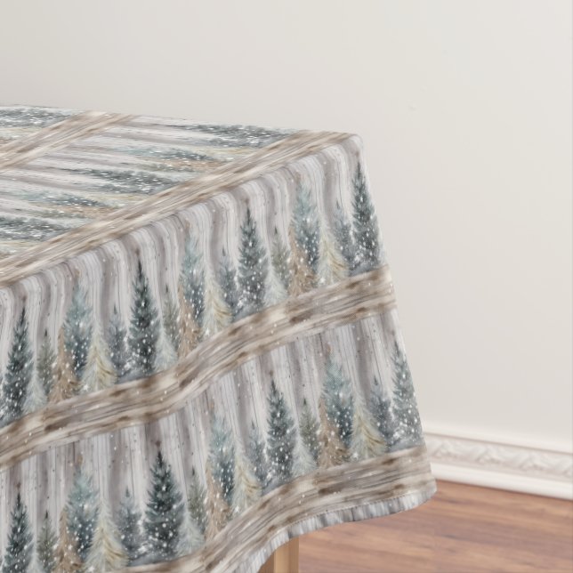 Winter Pines & Holiday Sentiments Tablecloth (In Situ)