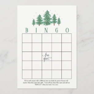 Winter Pines, rustic Bridal Shower Bingo Cards