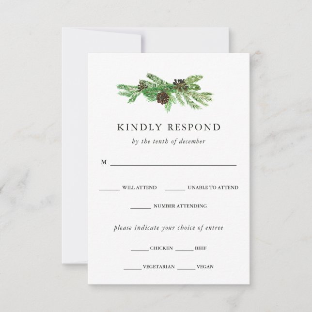 Winter Pines Wedding | Meal Choice RSVP (Front)