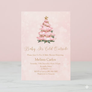 Winter Pink Baby It's Cold Outside Baby shower Invitation