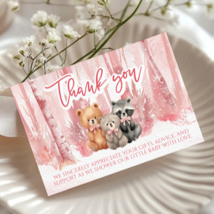 Winter Pink Baby Shower Baby Shower Thank you Card