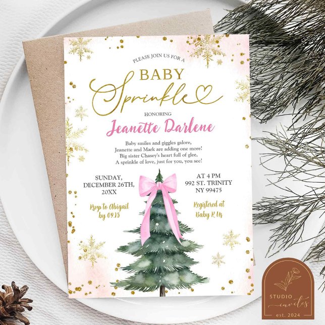 Winter Pink Baby Sprinkle Girl Baby Shower Invitation (Creator Uploaded)