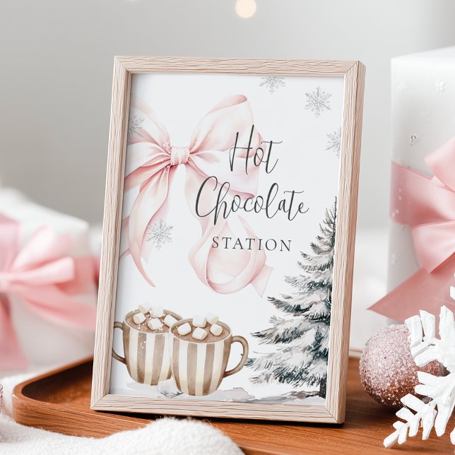 Winter Pink Bow Hot Chocolate Table Sign (Creator Uploaded)