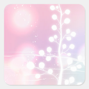 Winter, Pink, Christmas Square Sticker