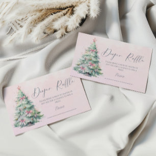 Winter pink Christmas tree diaper raffle ticket Enclosure Card