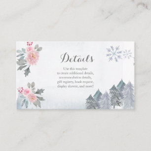 Winter Pink Floral Baby Shower Insert Card