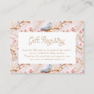 Winter Pink Girl Baby Shower Gift Registry QR code Enclosure Card