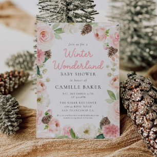 Winter Pink Girl Baby Shower Invitation