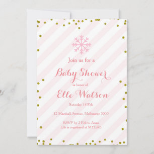Winter Pink Gold Baby Shower Invitation