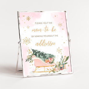 Winter Pink Gold Snowflake Envelope Station Poster