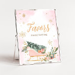 Winter Pink Gold Snowflake Favours Poster<br><div class="desc">Make your event special with this Cold Outside Baby Shower with our cute and lovely printable Favours Sign featuring adorable Pink Sleigh theme. Download,  personalise,  and create lasting memories with this perfect touch for your joyous celebration!

BS583</div>