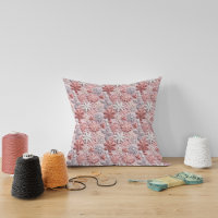 Winter Pink Silver Snowflake Throw Pillow