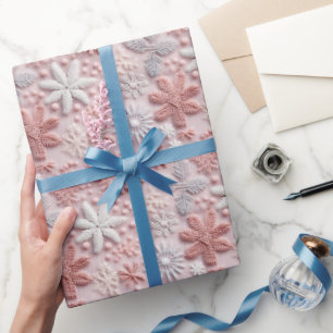 Winter Pink Silver Snowflake Wrapping Paper