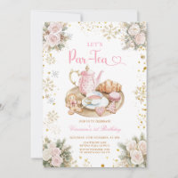 Winter Pink Tea Party Birthday Snowflakes