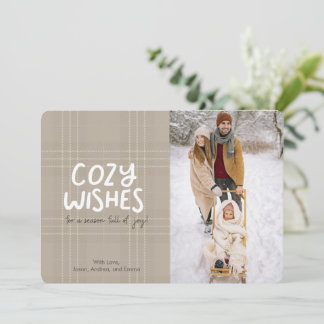 Winter Plaid Cosy Wishes Christmas Card