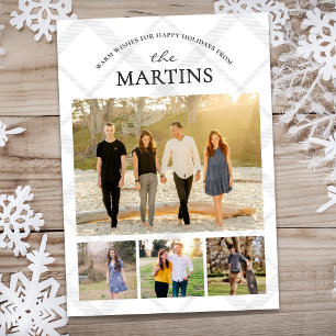 Winter Plaid Family Multi Photo Collage Memories Holiday Card