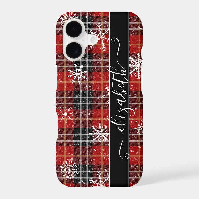 Winter Plaid Snowflakes Script Name (Back)