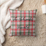 Winter Plaid Tartan Christmas Throw Pillow<br><div class="desc">Share season’s greetings with this classic plaid print throw pillow. There is a lovely green,  white,  and red plaid print that is great for the winter and holidays. Customise the text to your liking. Image by kjpargeter on Freepik.</div>