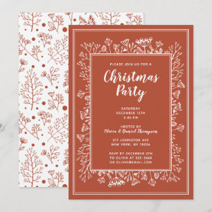 Winter Plants Christmas Holiday Party Hand Drawn Invitation