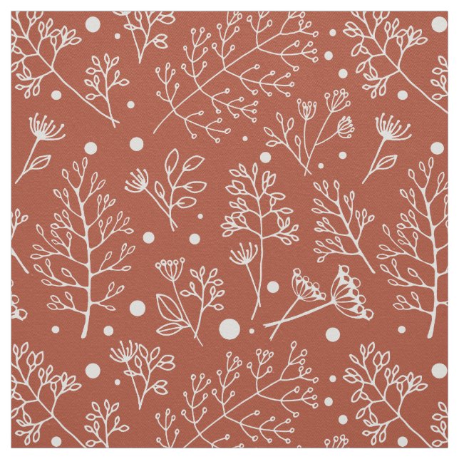 Winter Plants Leaves Berries Christmas Pattern Fabric (Swatch)