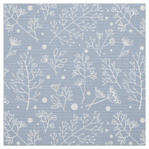 Winter Plants Leaves Berries Christmas Pattern Fabric