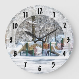 Winter Playground Large Clock