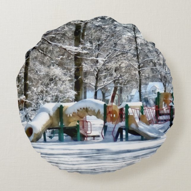 Winter Playground Round Cushion (Back)