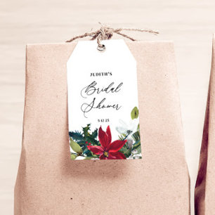 Winter Poinsettia Bridal Shower  Gift Tags