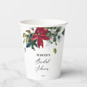  Winter Poinsettia Bridal Shower  Paper Cups