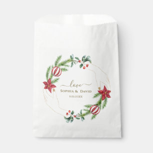 Winter Poinsettia Pine Berry Christmas Wedding Favour Bags