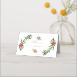 Winter Poinsettia Pine Berry Christmas Wedding Place Card<br><div class="desc">Elegant and unique design featuring gorgeous watercolour pine branches,  berries,  Christmas balls,  gold hands arrangement as a winter holidays wreath on white. Use Personalise tool to add your info. For more ideas,  please visit my Gold Hands Holidays Collection.</div>