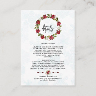 Winter Poinsettia Snowflakes Wedding Details Enclosure Card