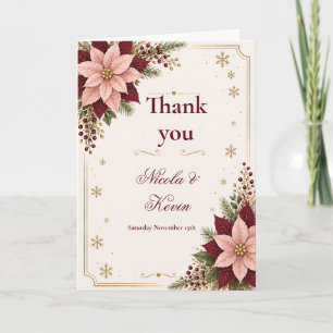 Winter Poinsettia Wedding Thank You Card