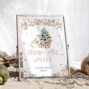 Winter Polar Bear Babies are Sweet Take a Treat Poster