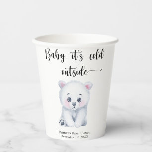 Winter polar bear - baby it is cold outside paper cups