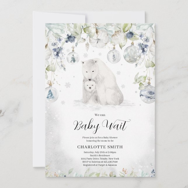 Winter Polar Bear Baby Shower Invitation (Front)