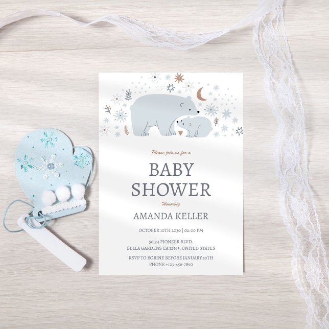 Winter Polar Bear Baby Shower Invitation (Creator Uploaded)