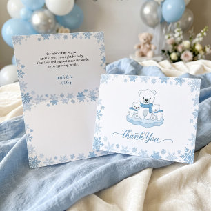 Winter Polar Bear Blue Snowflake Gratitude Thank You Card