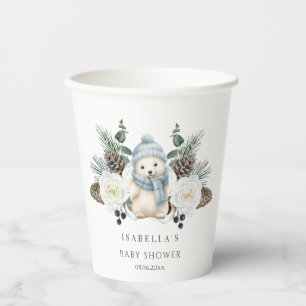 Winter Polar Bear Boy Baby Shower  Paper Cups