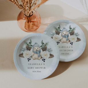 Winter Polar Bear Boy Baby Shower  Paper Plate